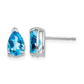 14k White Gold 8x5mm Pear Blue Topaz Earrings
