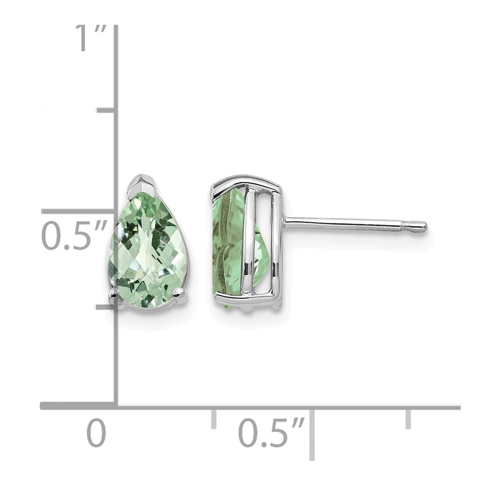 14kw 8x5 Pear Checker-Cut Green Quartz Earrings