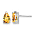 14k White Gold 8x5mm Pear Citrine Earrings
