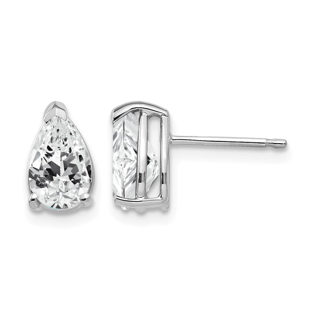 14k White Gold 8x5mm Pear Cubic Zirconia Earrings