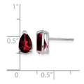 14k White Gold Garnet Pear Stud Earrings