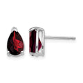 14k White Gold 8x5mm Pear Garnet Checker Earrings