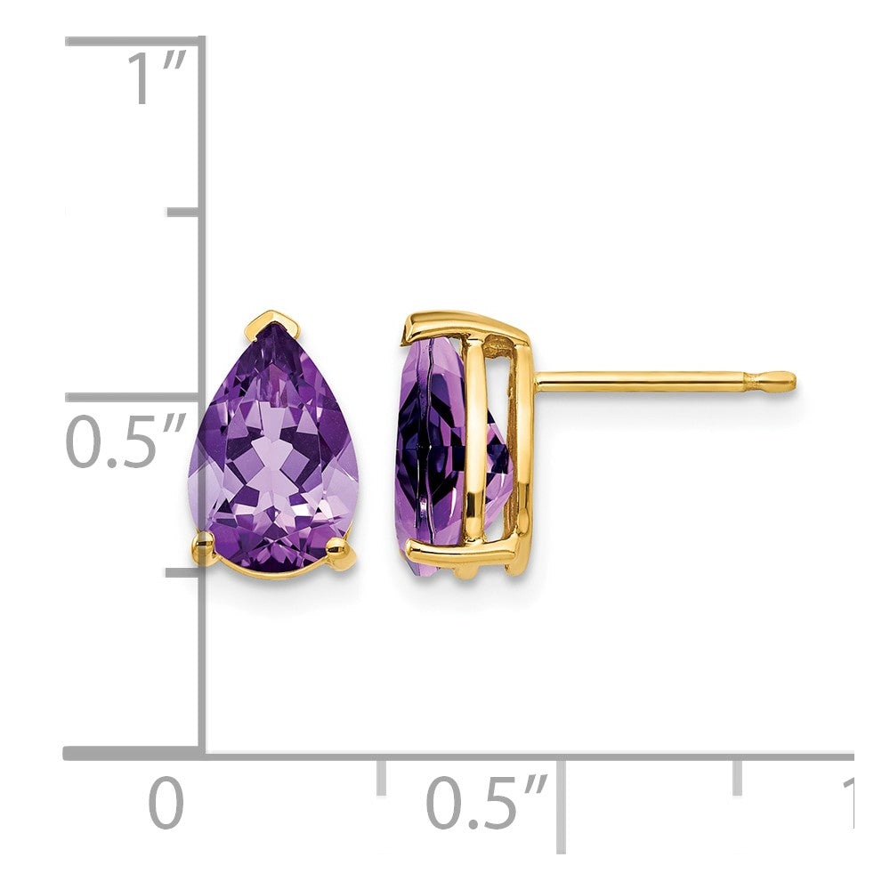 14k 9x6mm Pear Amethyst Earrings