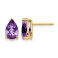 14k 9x6mm Pear Amethyst Earrings