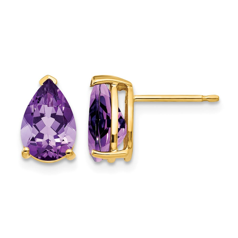 14k 9x6mm Pear Amethyst Earrings