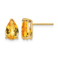 14k 9x6mm Pear Citrine Checker Earrings
