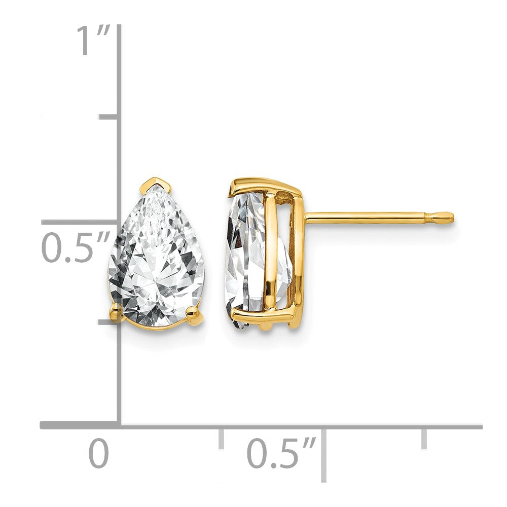 14k 9x6mm Pear Cubic Zirconia Earrings