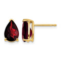 14k 9x6mm Pear Garnet Checker Earrings