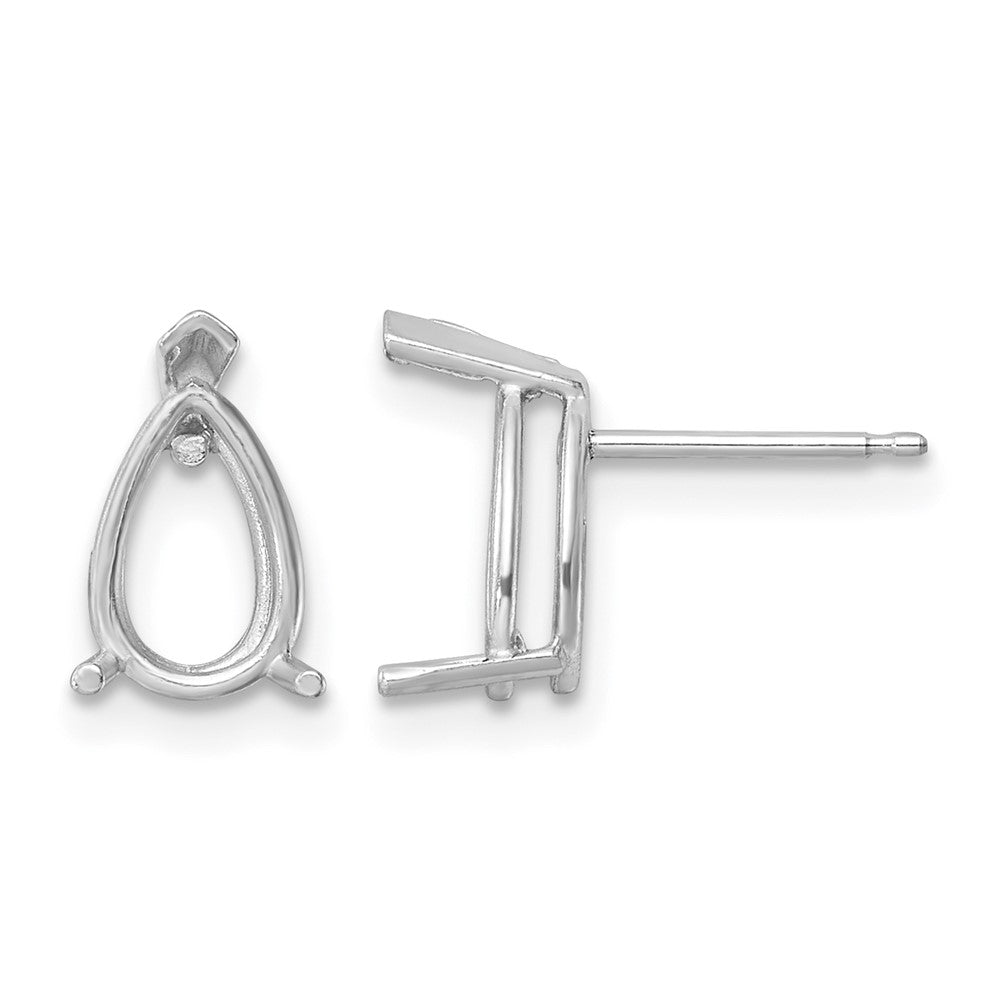 14k White Gold 9x6 Pear Earring Mountings