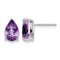 14k White Gold 9x6 Amethyst Pear Stud Earrings
