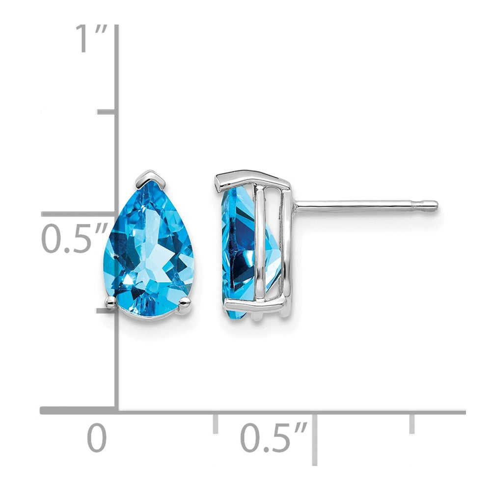 14k White Gold 9x6mm Blue Topaz Earrings