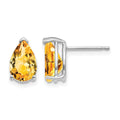 14k White Gold 9x6mm Pear Citrine Earrings