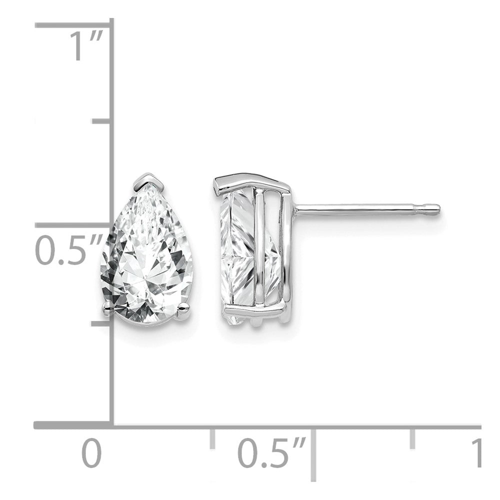 14k White Gold 9x6mm Pear Cubic Zirconia Earrings