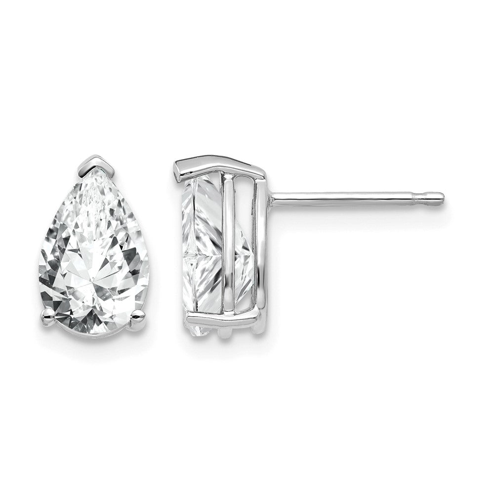14k White Gold 9x6mm Pear Cubic Zirconia Earrings