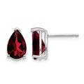 14k White Gold 9x6mm Pear Garnet Earrings