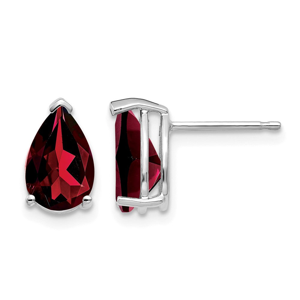 14k White Gold 9x6mm Pear Garnet Earrings
