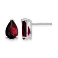 14k White Gold 9x6mm Pear Garnet Checker Earrings