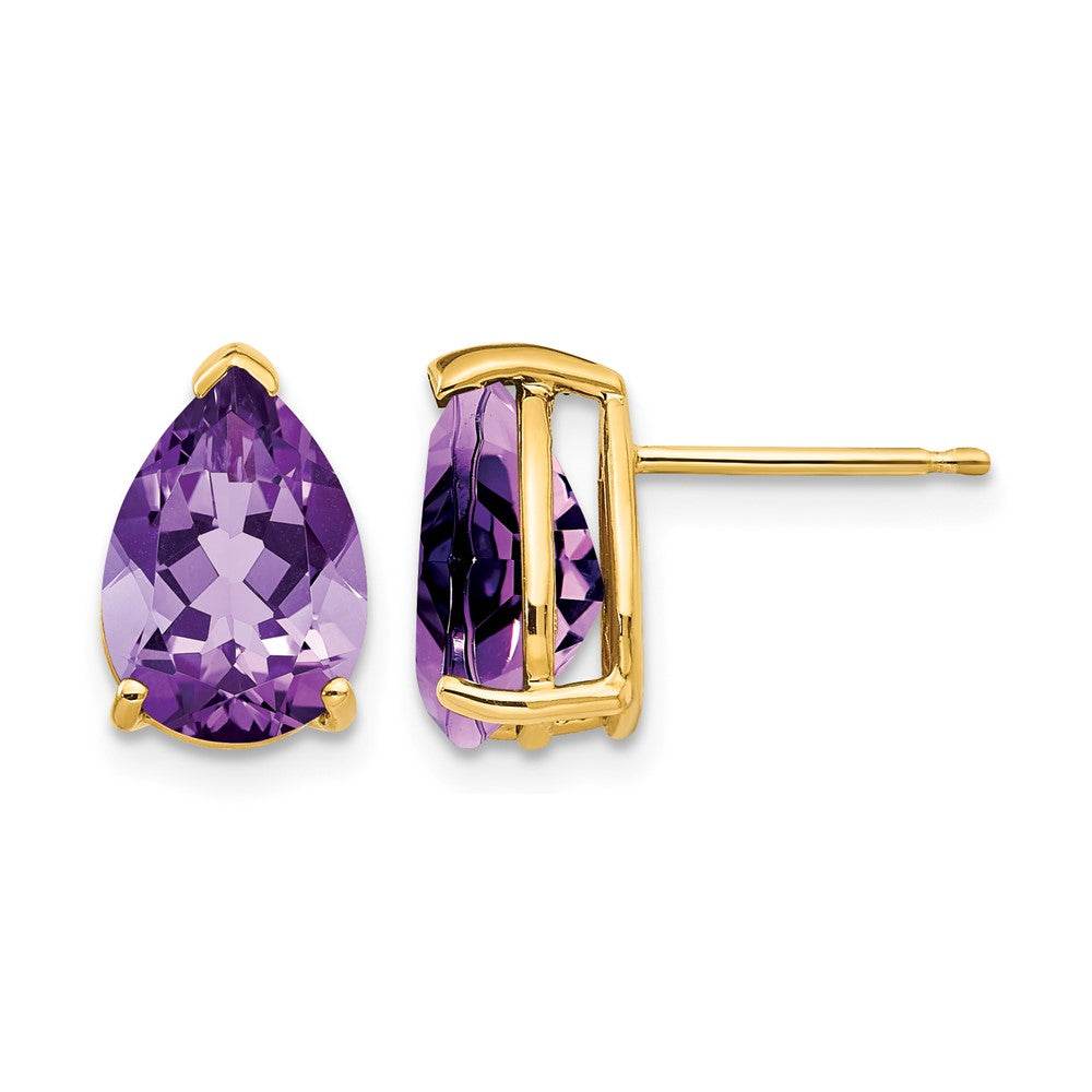 14k 10x7mm Pear Amethyst Earrings