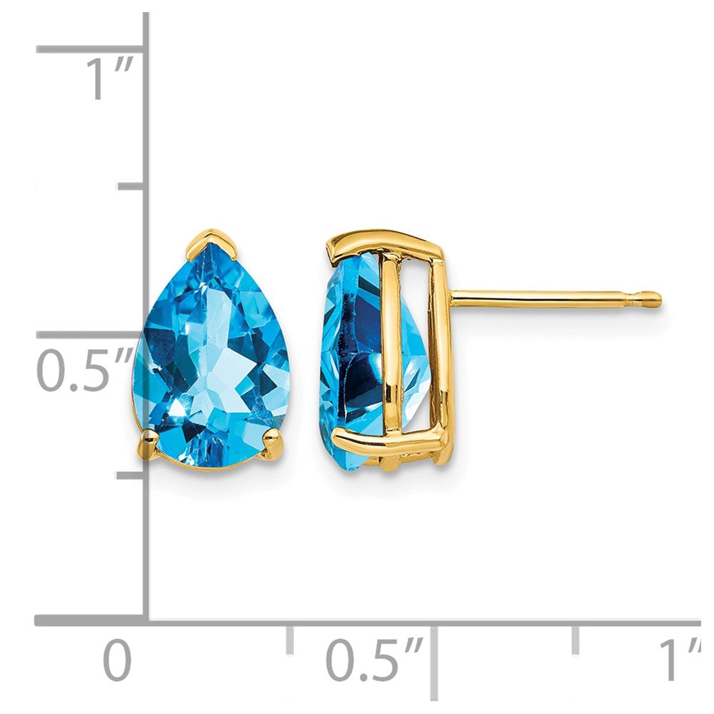 14k 10x7mm Pear Blue Topaz Earrings