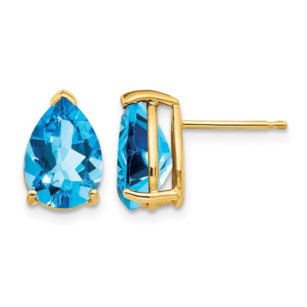 14k 10x7mm Pear Blue Topaz Earrings