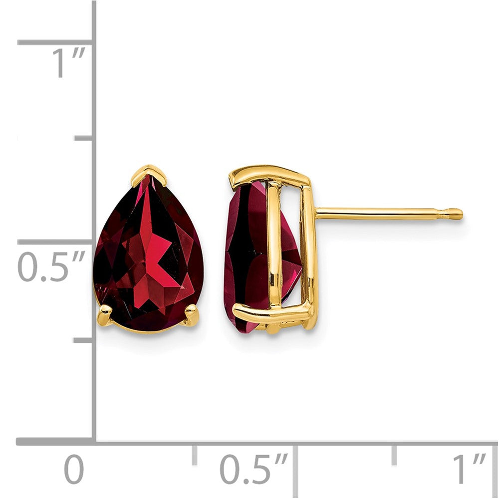 14k Garnet Pear Stud Earrings