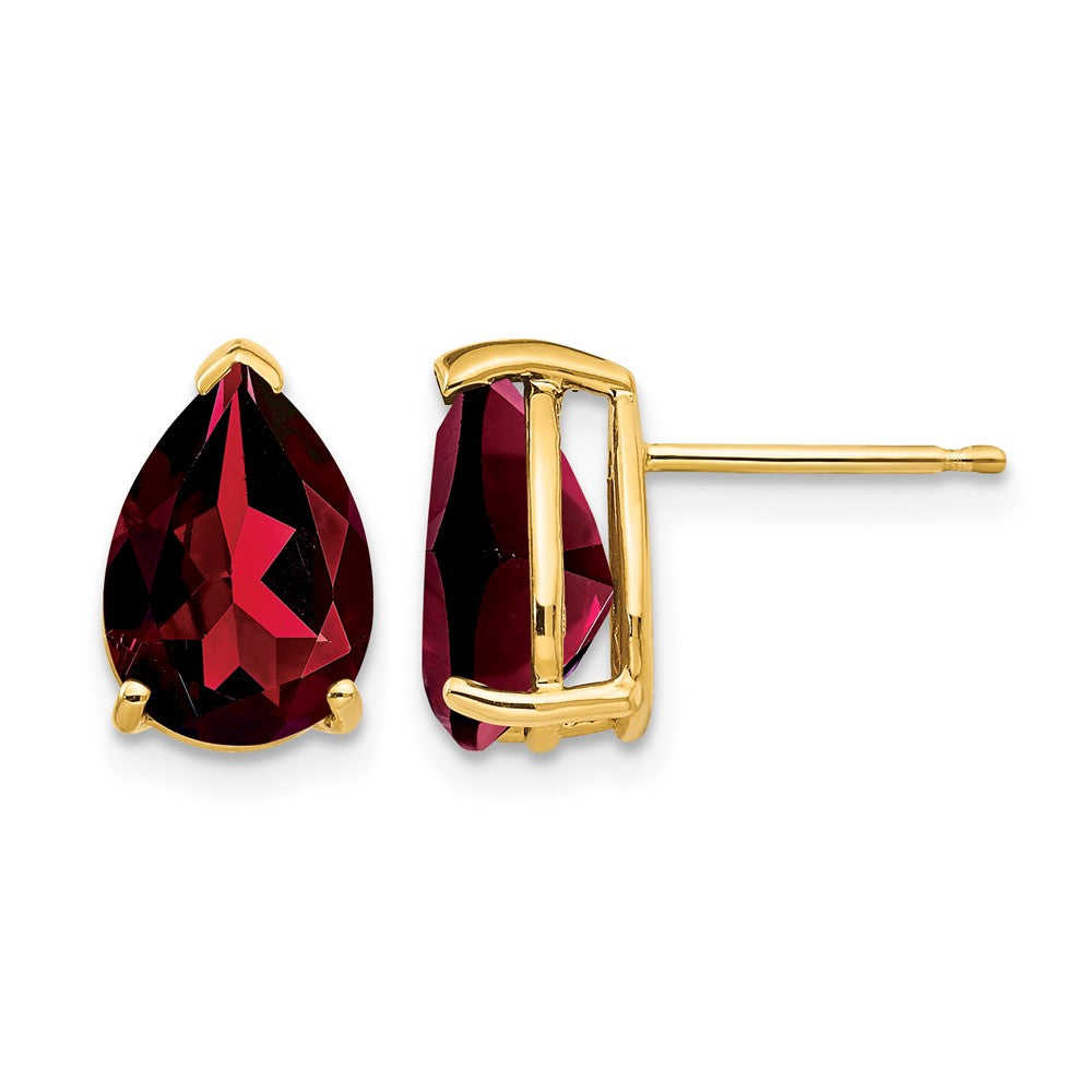 14k Garnet Pear Stud Earrings