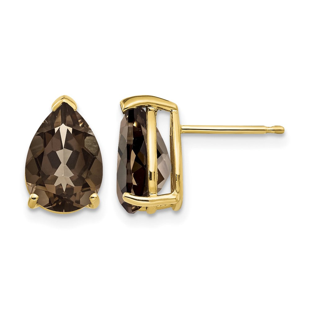14k 10x7 Pear Smoky Quartz Earrings