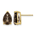 14k 10x7 Pear Smoky Quartz Earrings