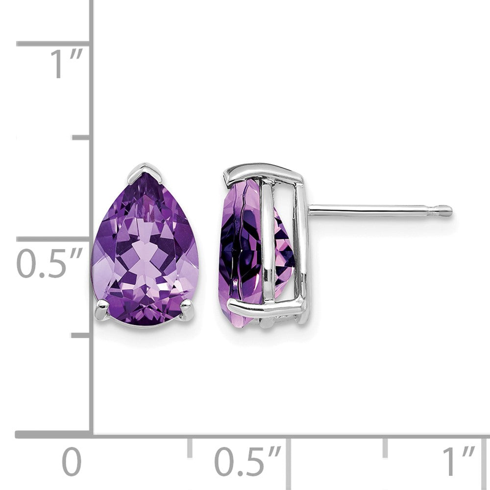 14k White Gold Amethyst Pear Stud Earrings