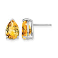 14k White Gold 10x7mm Pear Citrine Earrings