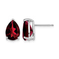14k White Gold 10x7mm Pear Garnet Earrings
