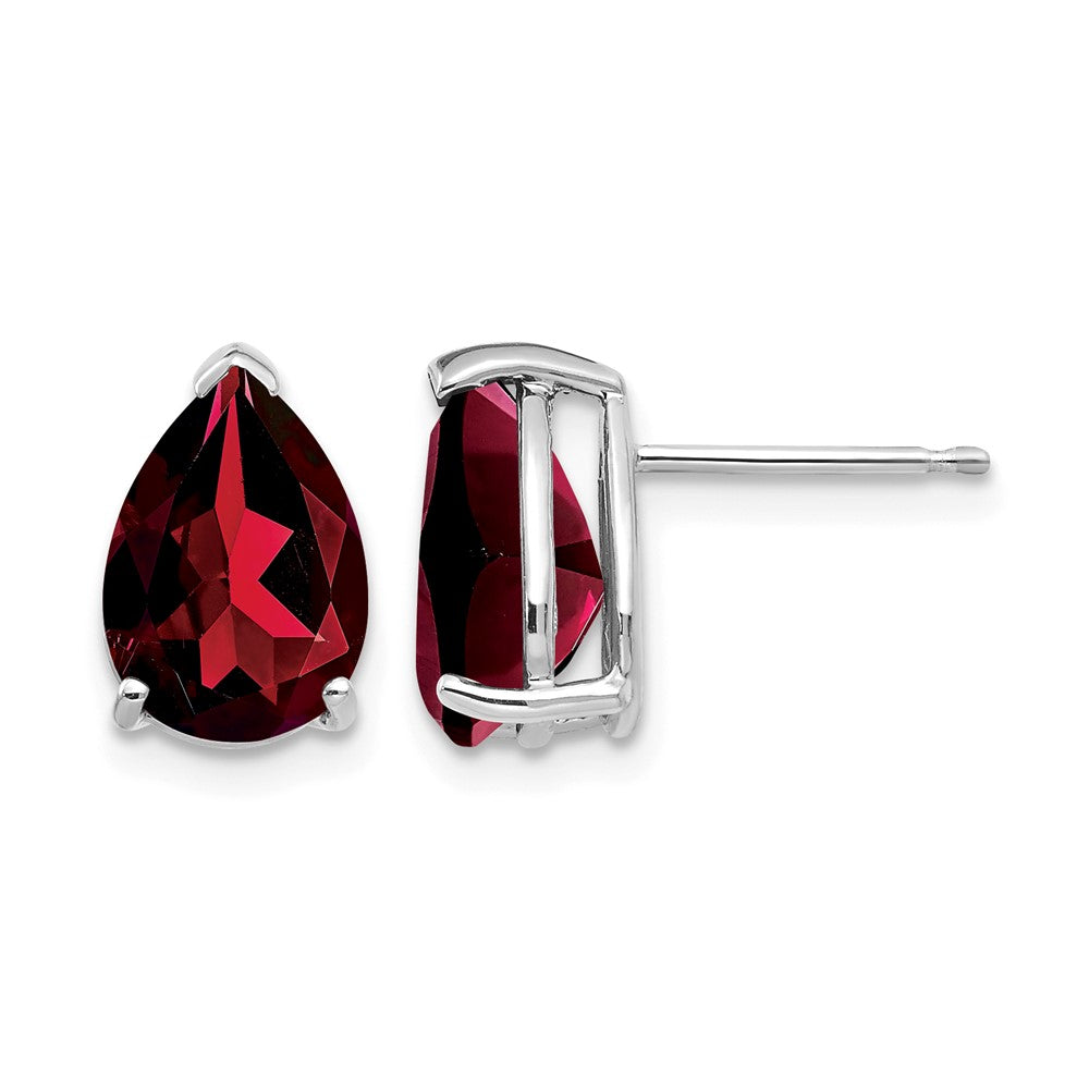 14k White Gold 10x7mm Pear Garnet Earrings