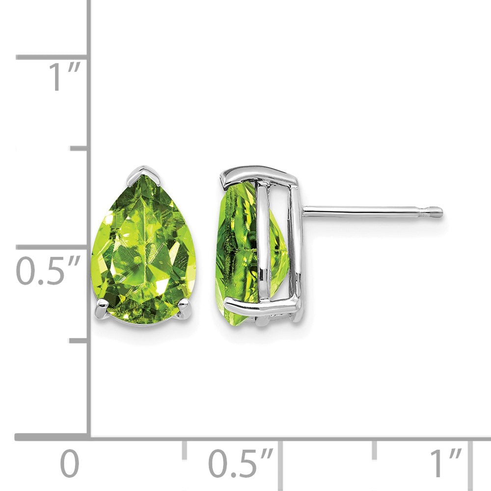 14k White Gold 10x7mm Pear Peridot Earrings