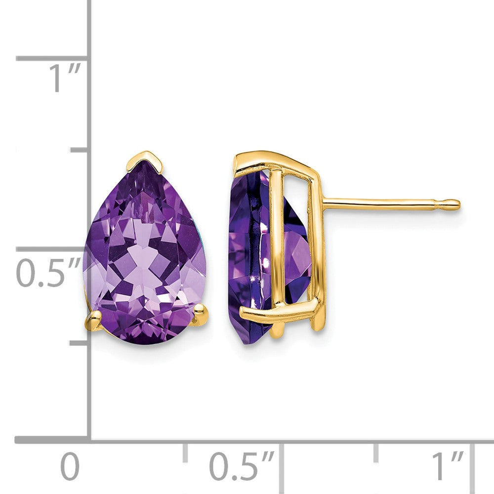 14k Amethyst Pear Stud Earrings