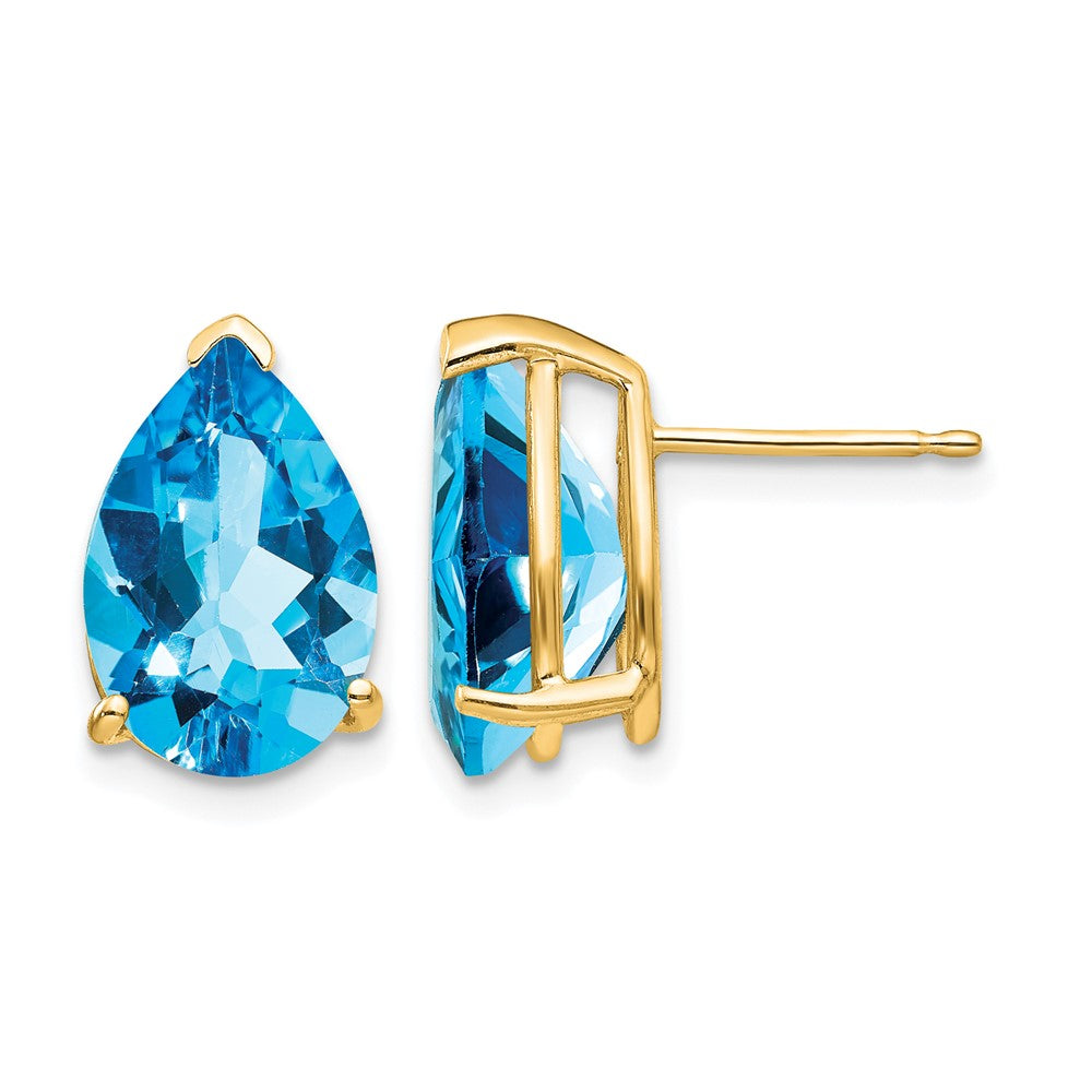 14k 12x8mm Pear Blue Topaz Earrings