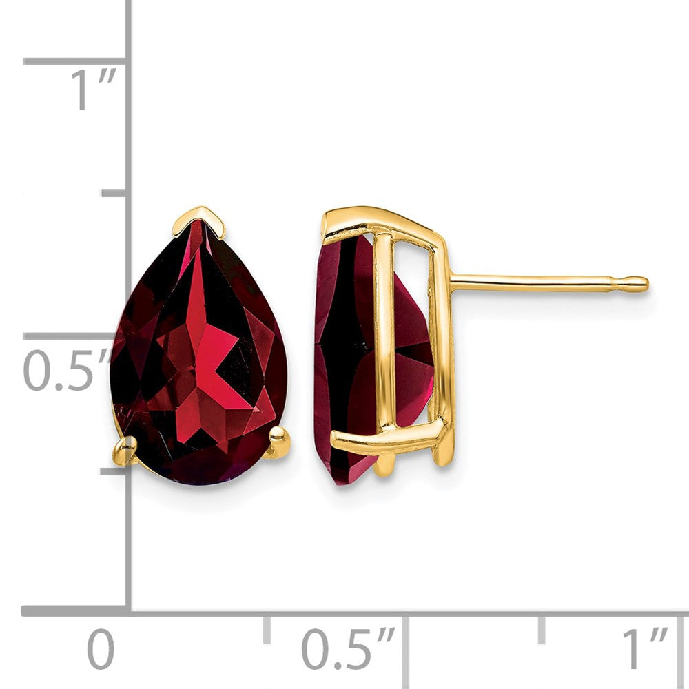 14k Garnet Pear Stud Earrings