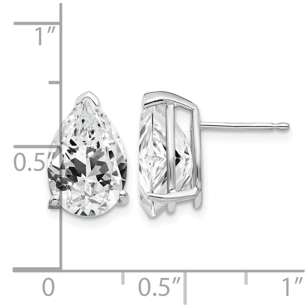 14k White Gold 12x8mm Pear Cubic Zirconia Earrings
