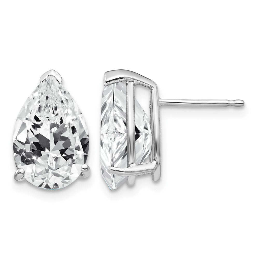 14k White Gold 12x8mm Pear Cubic Zirconia Earrings