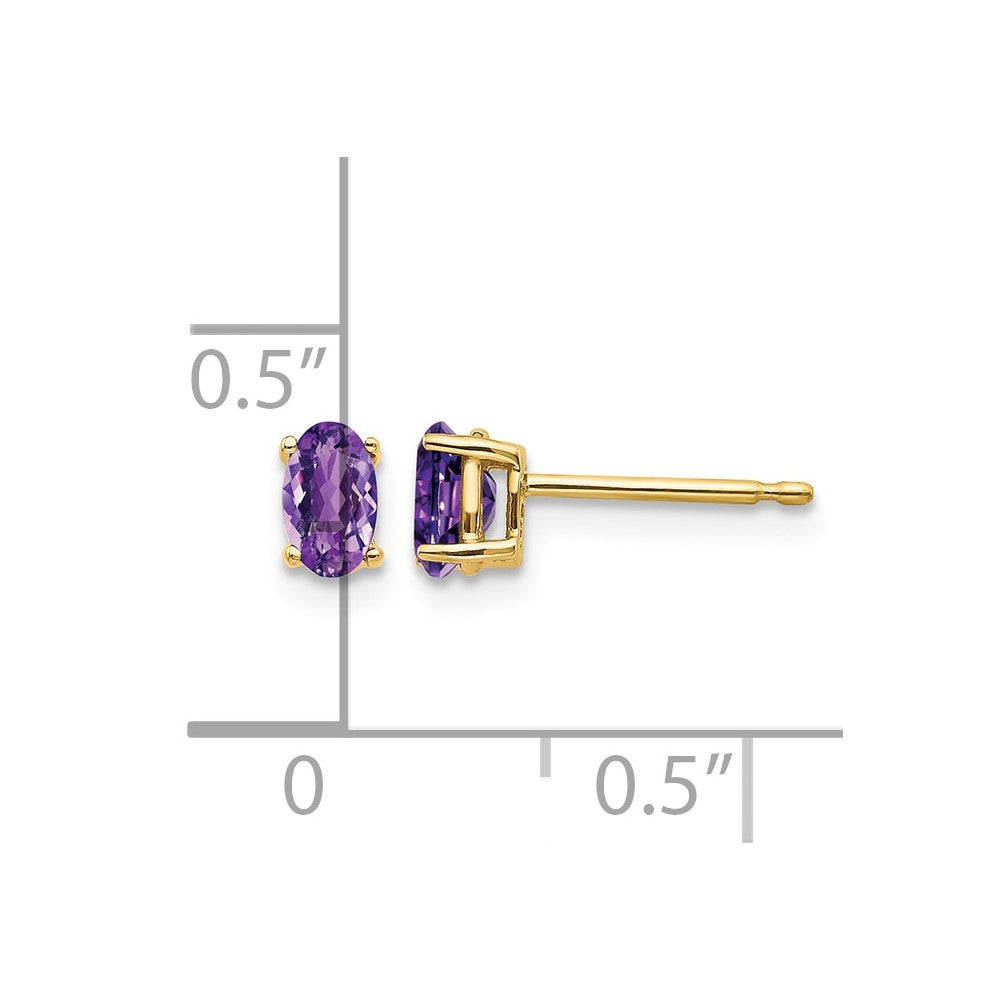 14k 5x3mm Oval Amethyst Earrings