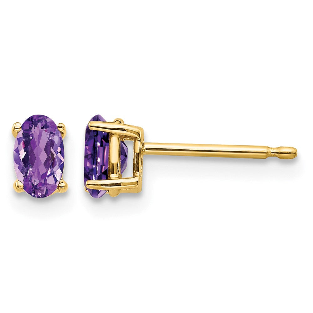 14k 5x3mm Oval Amethyst Earrings