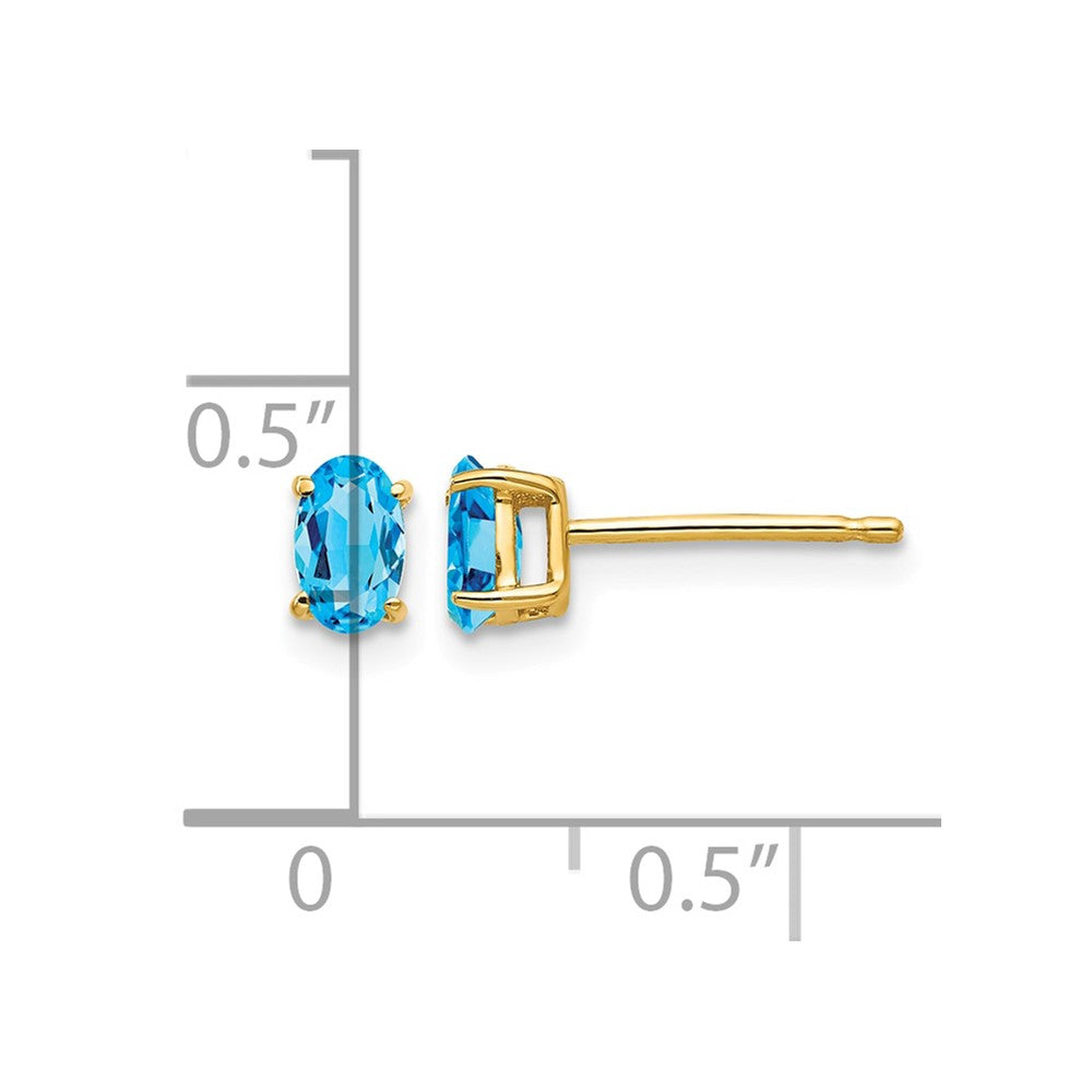 14k 5x3mm Oval Blue Topaz earring