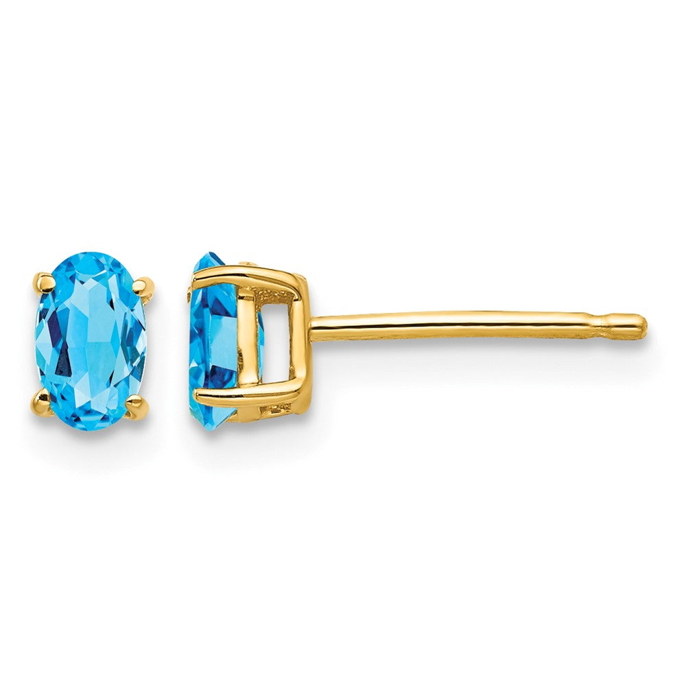 14k 5x3mm Oval Blue Topaz earring