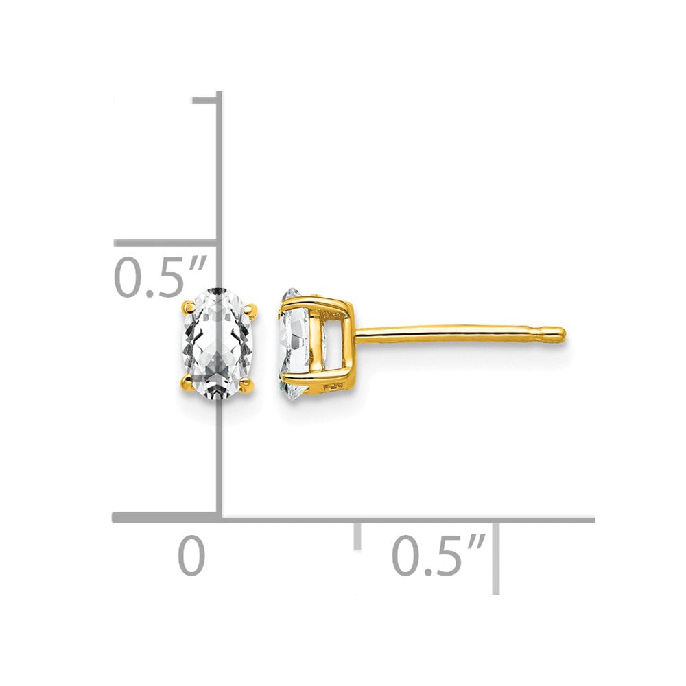 14k 5x3mm Oval Cubic Zirconia Earrings