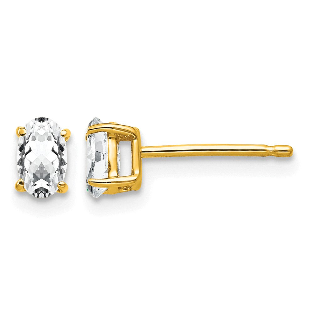14k 5x3mm Oval Cubic Zirconia Earrings