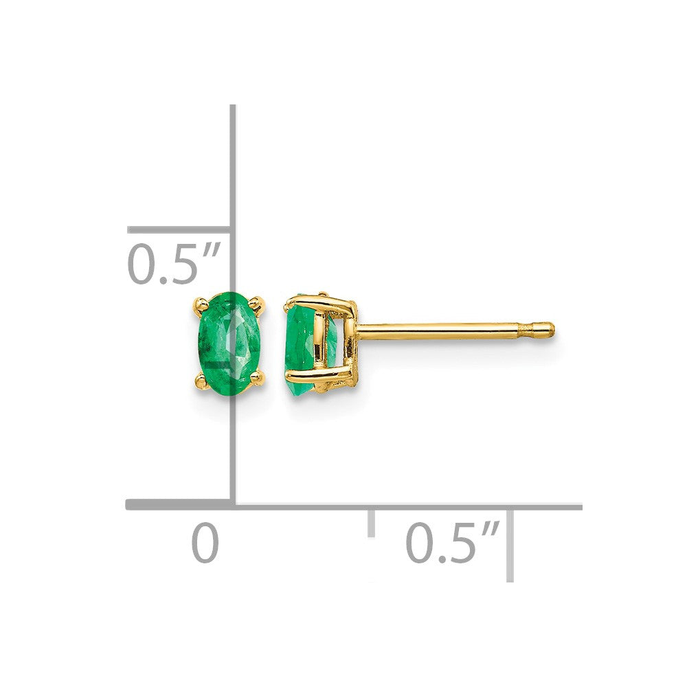 14k Emerald Post Earrings