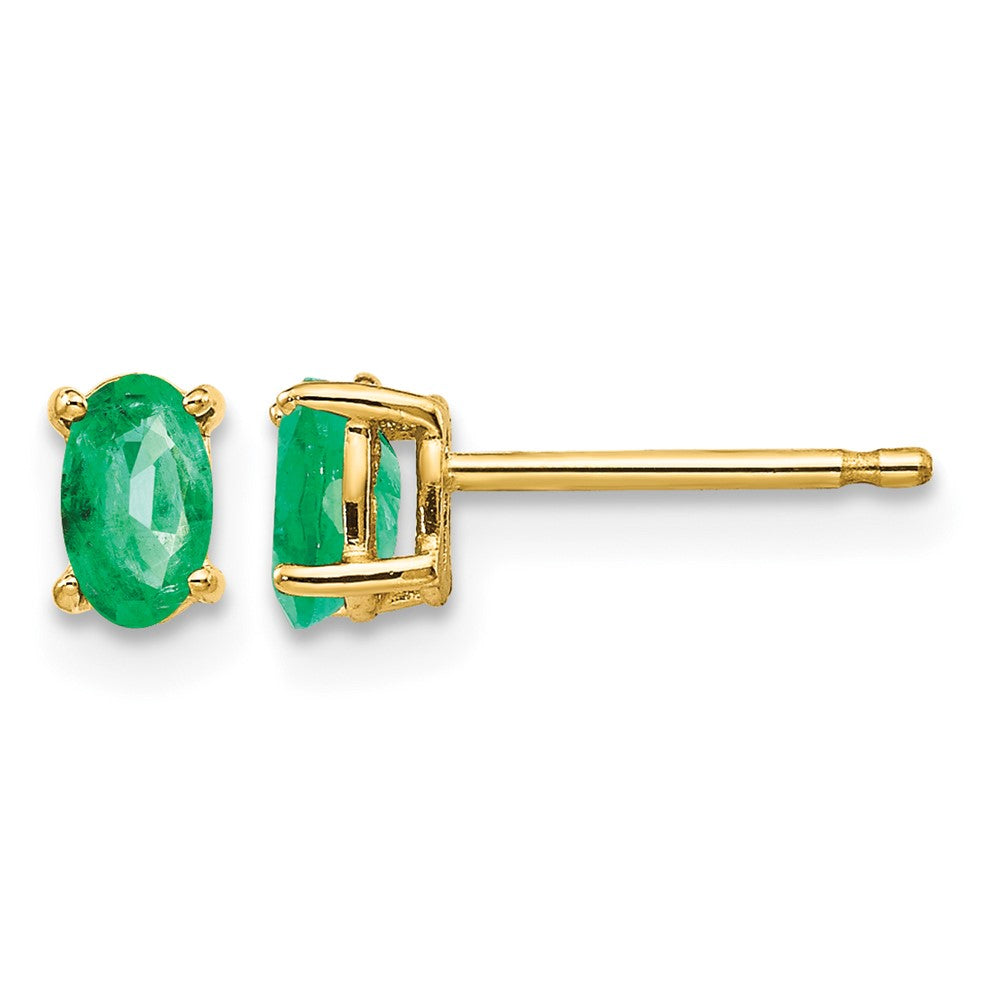 14k Emerald Post Earrings