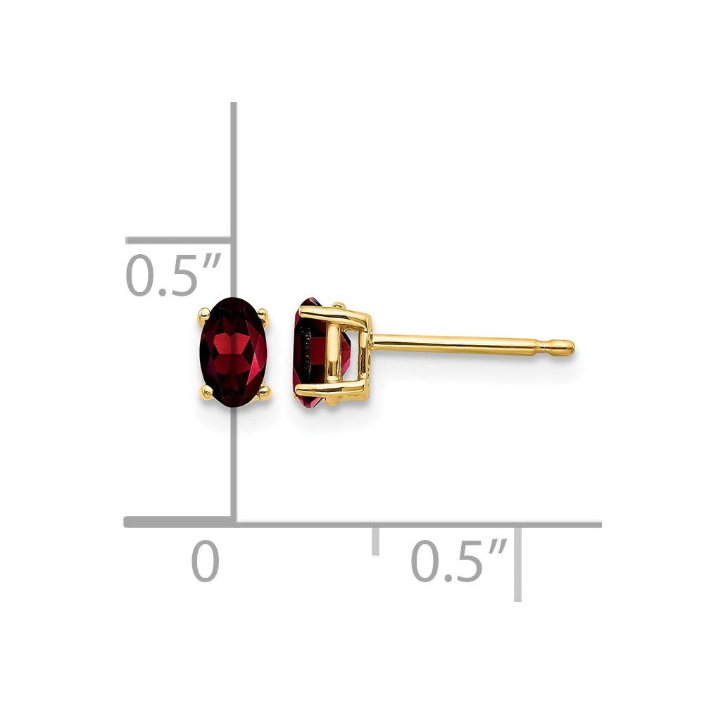 14k 5x3mm Oval Garnet Earrings