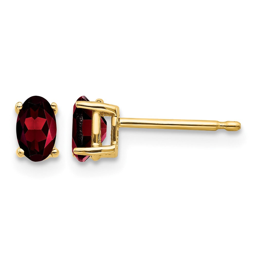 14k 5x3mm Oval Garnet Earrings