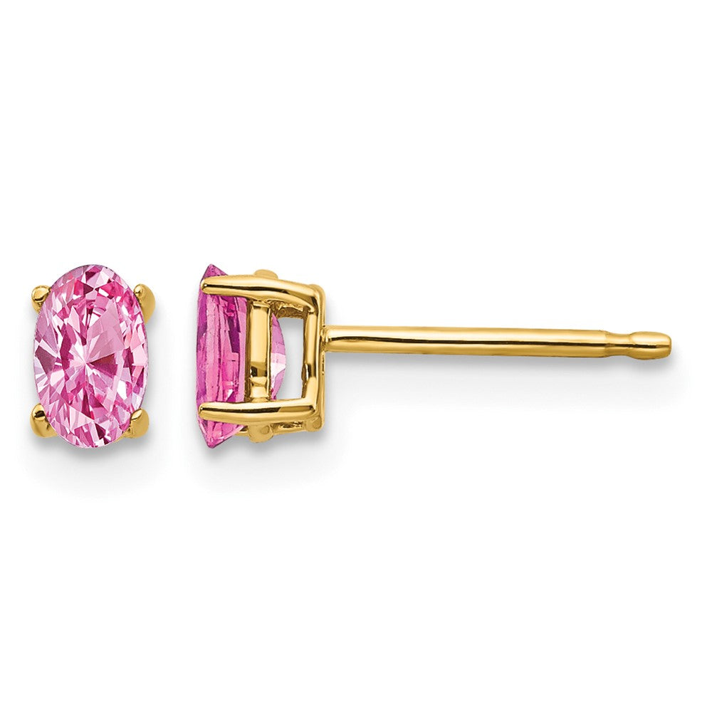 14k Pink Sapphire Post Earrings