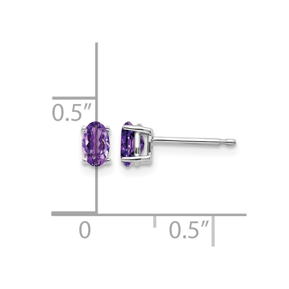 14k White Gold 5x3mm Oval Amethyst Earrings